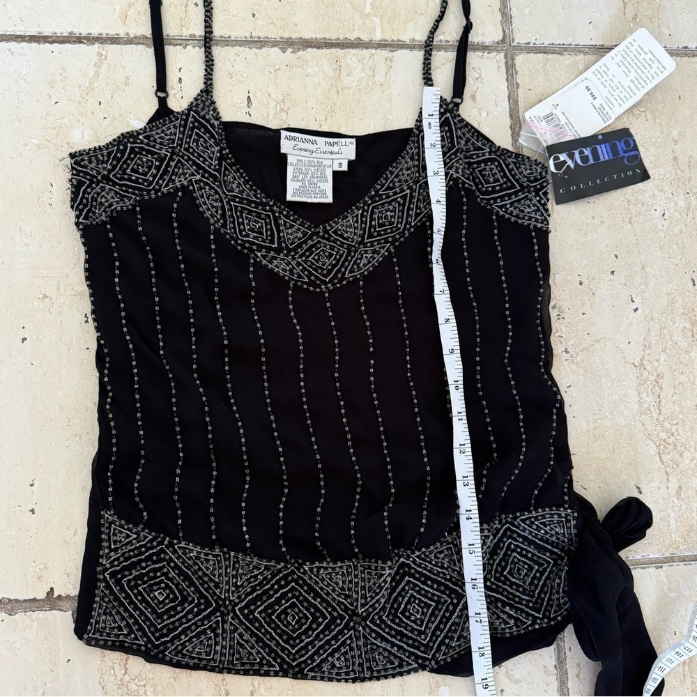 New! Adrianna Papell Beaded Tank, Size S, black - Picture 9 of 13